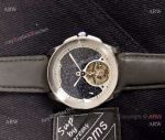 New Copy Calibre de Cartier Tourbillon watch Black Leather Band